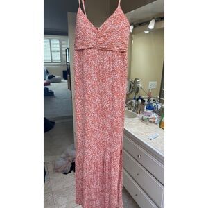 Abercrombie & Fitch Spaghetti Strap Maxi Dress in Red Pattern